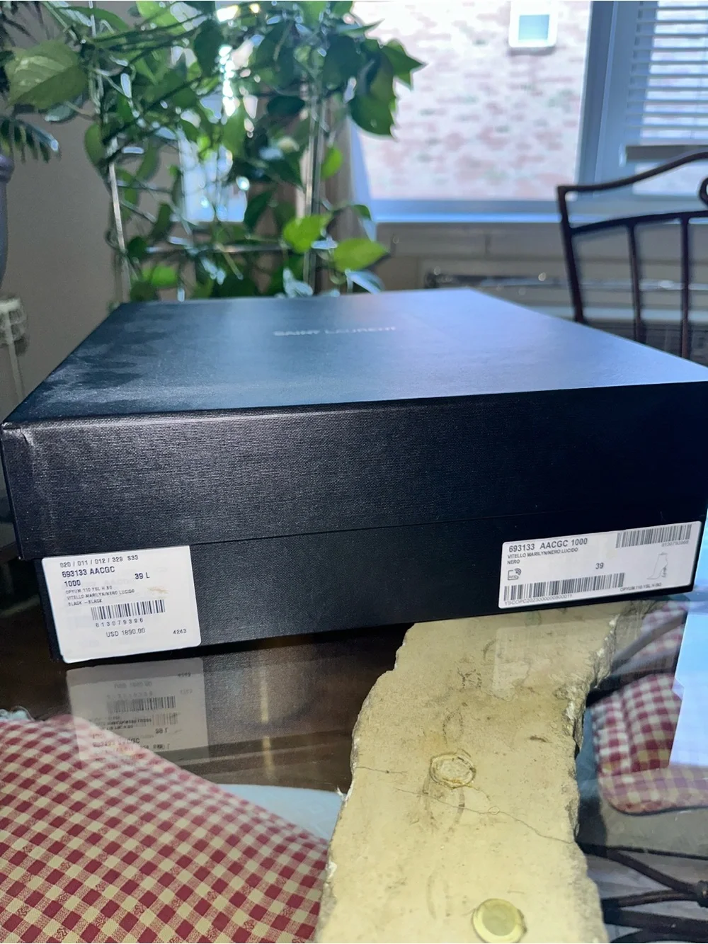 Saint Laurent Opyum Black Patent Leather Boots with YSL Logo Heel | Brand New